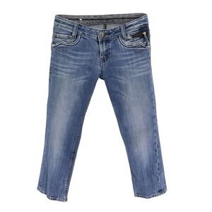 ReRock For Express Capri Jeans‎ Womens 4 Blue Denim Cotton Low Rise Straight Leg
